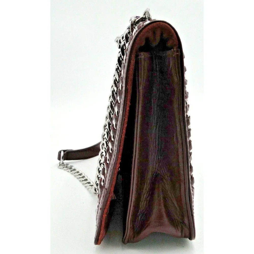 Zara Woman Burgundy Buffalo Leather Shoulder Bag‎ 28cm X 20cm